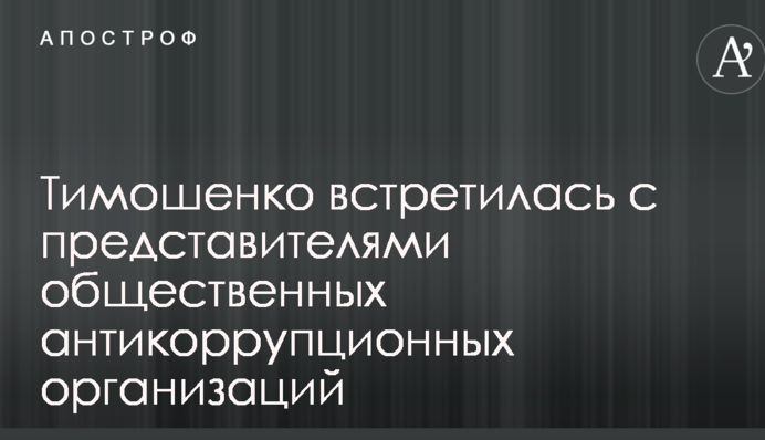 Тимошенко зустрілася з представниками громадських антикорупційних організацій