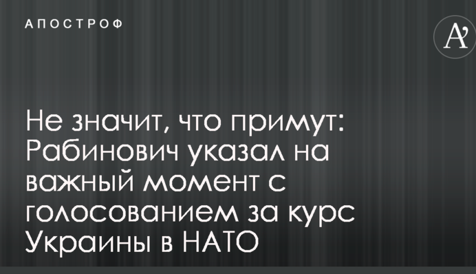 Не значит, что примут: Рабинович указал на важный момент с голосованием за курс Украины в НАТО