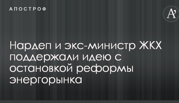 Нардеп и экс-министр ЖКХ поддержали идею с остановкой реформы энергорынка