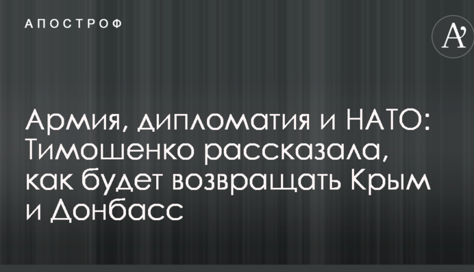 Армия, дипломатия и НАТО: Тимошенко рассказала, как будет возвращать Крым и Донбасс