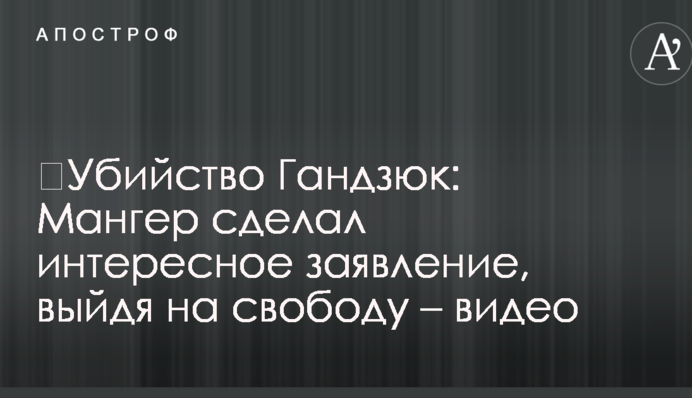 ​Убийство Гандзюк: Мангер сделал интересное заявление, выйдя на свободу – видео