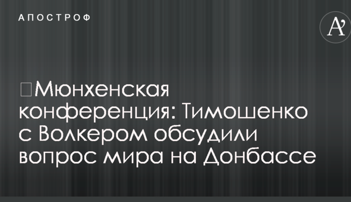 ​Мюнхенська конференція: Тимошенко з Волкером обговорили питання миру на Донбасі