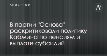 В партии "Основа" раскритиковали политику Кабмина по пенсиям и выплате субсидий