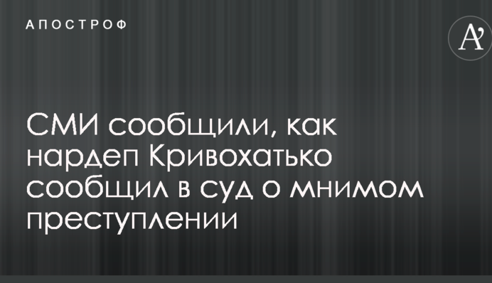 СМИ сообщили, как нардеп Кривохатько сообщил в суд о мнимом преступлении