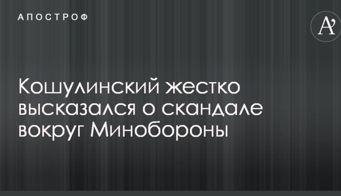 Кошулинский жестко высказался о скандале вокруг Минобороны