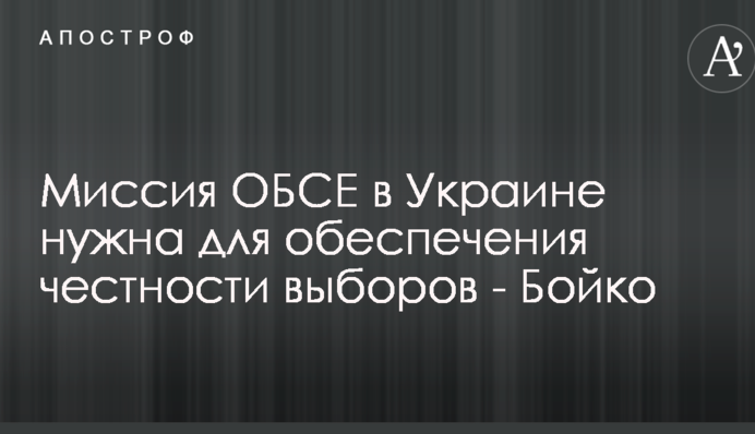 Миссия ОБСЕ в Украине нужна для обеспечения честности выборов - Бойко