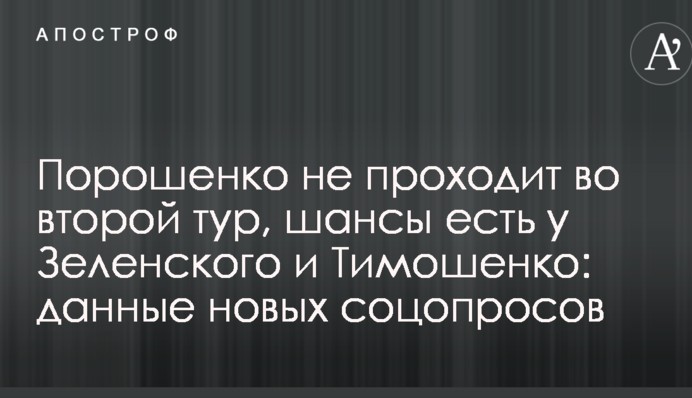 Порошенко не проходить до другого туру, шанси є у Зеленського і Тимошенко: дані нових соцопитувань