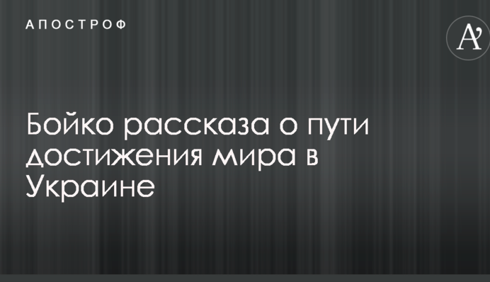 Бойко рассказа о пути достижения мира в Украине