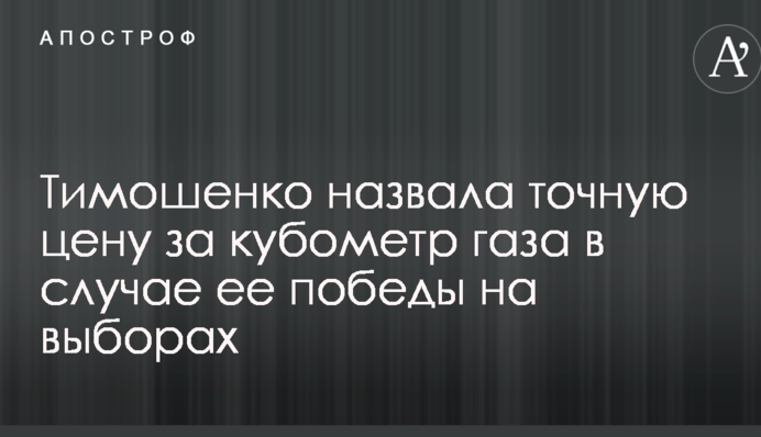 Тимошенко назвала точную цену за кубометр газа в случае ее победы на выборах