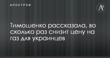 Тимошенко розповіла, у скільки разів знизить ціну на газ для українців