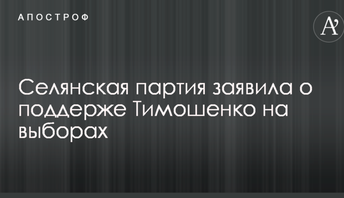 Селянская партия заявила о поддерже Тимошенко на выборах