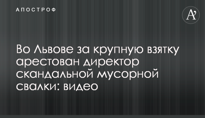 Во Львове за крупную взятку арестован директор скандальной мусорной свалки: видео