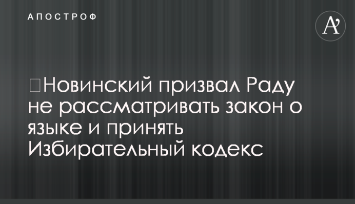 ​Новинский призвал Раду не рассматривать закон о языке и принять Избирательный кодекс