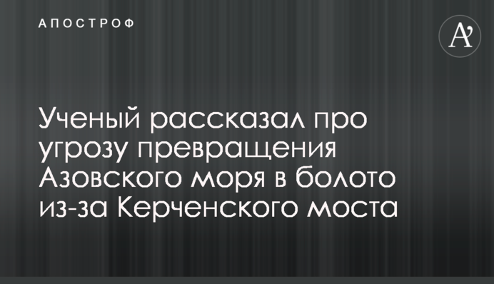 Ученый рассказал про угрозу превращения Азовского моря в болото из-за Керченского моста