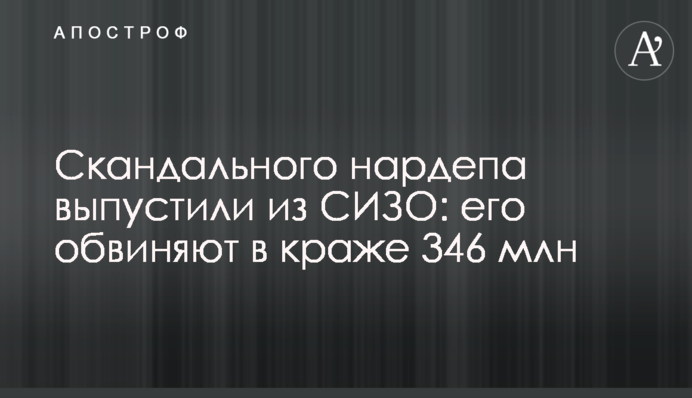 ​Скандального нардепа випустили з СІЗО: його звинувачують в крадіжці 346 млн