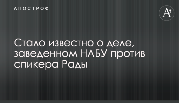 Стало известно о деле, заведенном НАБУ против спикера Рады
