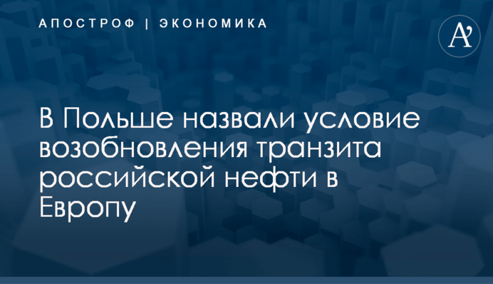 ​В Польше назвали условие возобновления транзита российской нефти в Европу