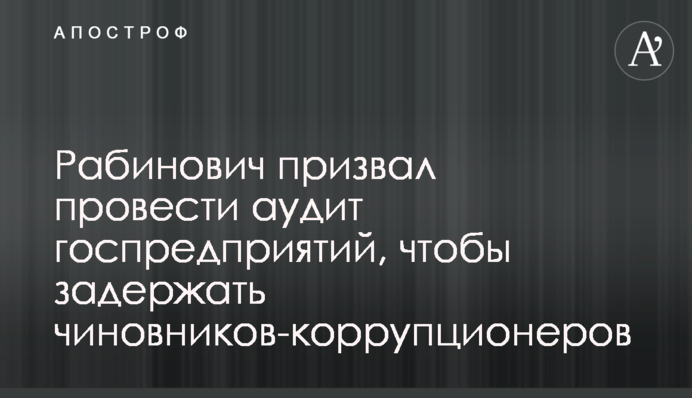 Рабинович призвал провести аудит госпредприятий, чтобы задержать чиновников-коррупционеров