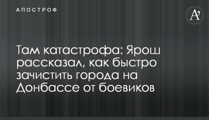 ​Там катастрофа: Ярош рассказал, как быстро зачистить города на Донбассе от боевиков