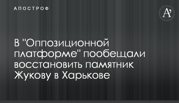 Рабинович пообещал, что его партия восстановит памятник Жукову в Харькове