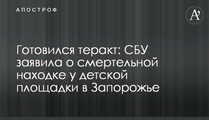 Готувався теракт: СБУ заявила про смертельну знахідку у дитячого майданчика в Запоріжжі