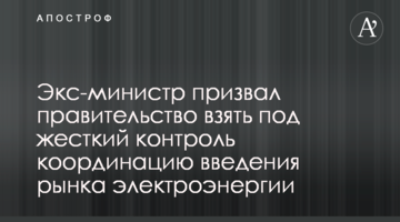 Екс-міністр закликав уряд взяти під жорсткий контроль координацію введення ринку електроенергії