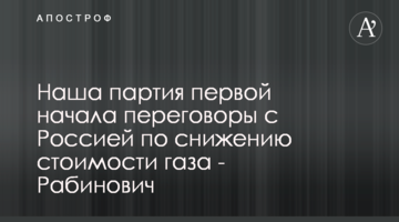 Наша партия первой начала переговоры с Россией по снижению стоимости газа - Рабинович