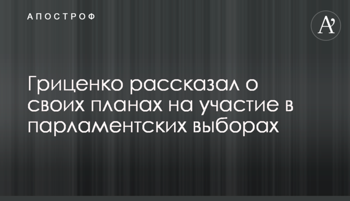 Гриценко рассказал о своих планах на участие в парламентских выборах