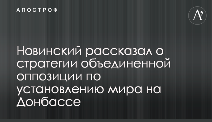 Новинский рассказал о стратегии объединенной оппозиции по установлению мира на Донбассе