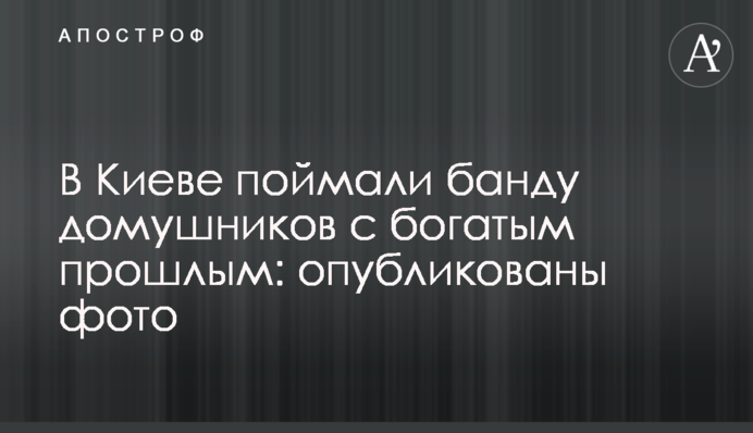 В Киеве поймали банду домушников с богатым прошлым: опубликованы фото