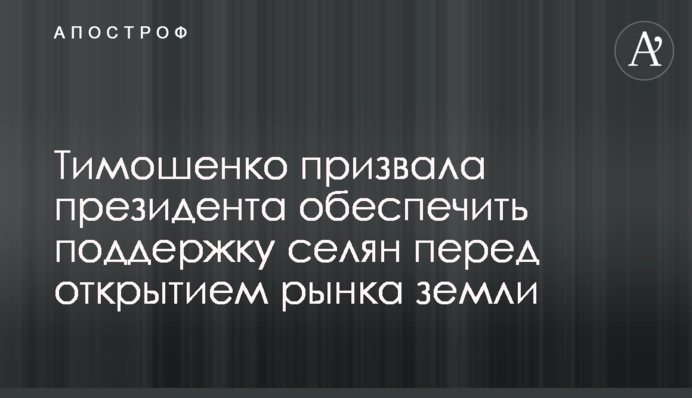 Тимошенко призвала президента обеспечить поддержку селян перед открытием рынка земли