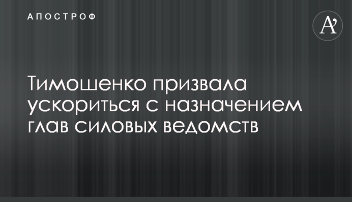 Тимошенко закликала прискоритися з призначенням глав силових відомств
