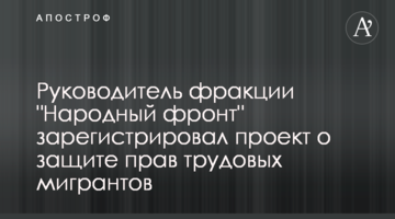 Керівник фракції "Народний фронт" зареєстрував проект про захист прав трудових мігрантів
