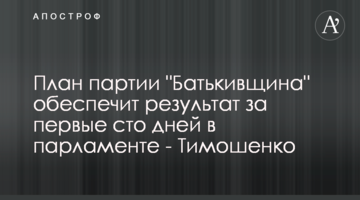 План партії "Батьківщина" забезпечить результат за перші сто днів у парламенті - Тимошенко