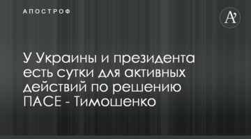 У Украины и президента есть сутки для активных действий по решению ПАСЕ - Тимошенко