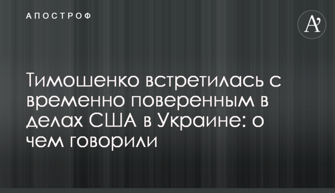 Тимошенко встретилась с временно поверенным в делах США в Украине: о чем говорили