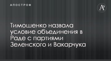 Тимошенко назвала умову об'єднання в Раді з партіями Зеленського та Вакарчука