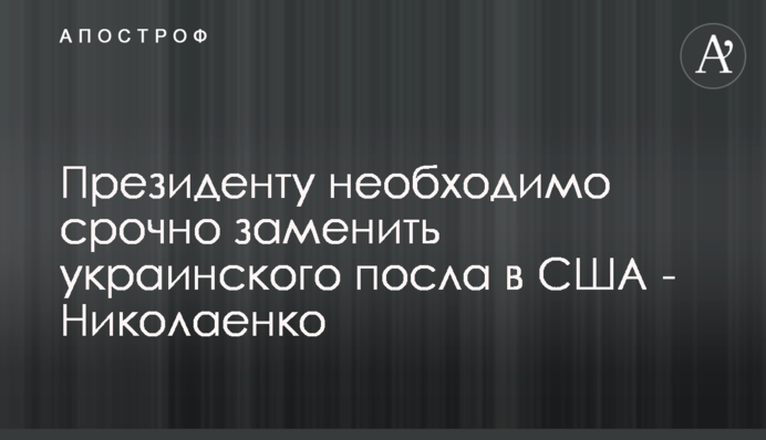 Президенту необходимо срочно заменить украинского посла в США - Николаенко