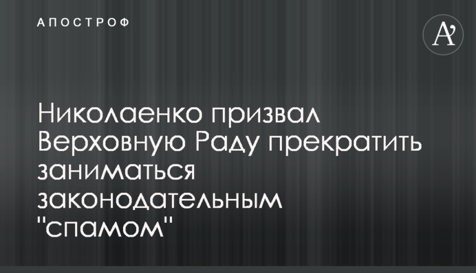 Николаенко призвал Верховную Раду прекратить заниматься законодательным 