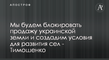 Ми будемо блокувати продаж української землі і створимо умови для розвитку сіл - Тимошенко