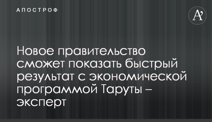 Новий уряд зможе показати швидкий результат з економічною програмою Тарути - експерт