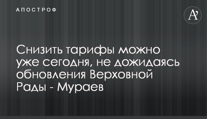 Снизить тарифы можно уже сегодня, не дожидаясь обновления Верховной Рады - Мураев