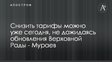 Снизить тарифы можно уже сегодня, не дожидаясь обновления Верховной Рады - Мураев