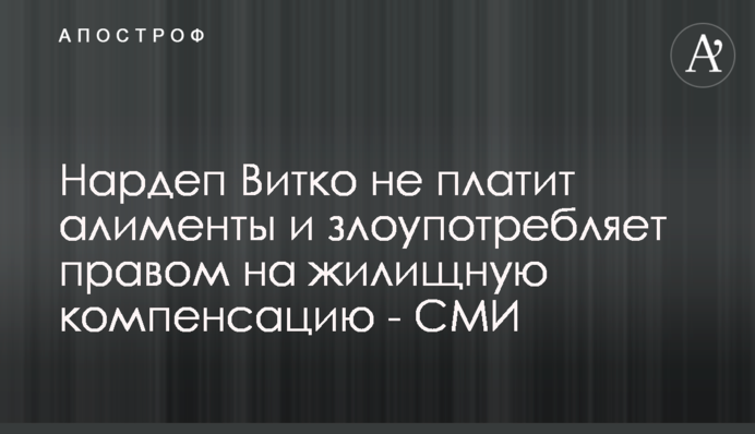 Нардеп Витко не платит алименты и злоупотребляет правом на жилищную компенсацию - СМИ