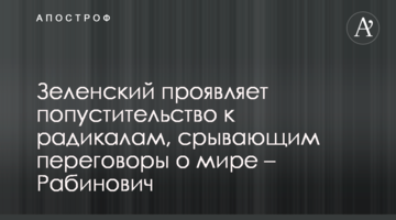 Зеленский проявляет попустительство к радикалам, срывающим переговоры о мире – Рабинович