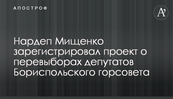 Нардеп Міщенко зареєстрував проект про перевибори депутатів Бориспільської міськради