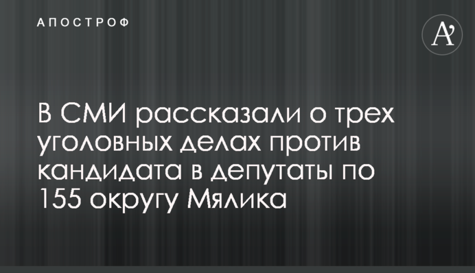 В СМИ рассказали о трех уголовных делах против кандидата в депутаты по 155 округу Мялика