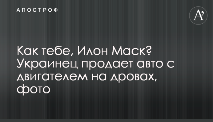 Как тебе, Илон Маск? Украинец продает авто с двигателем на дровах, фото