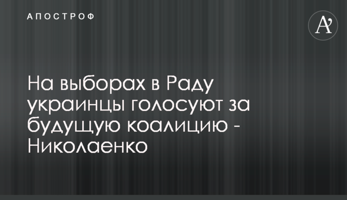 На выборах в Раду украинцы голосуют за будущую коалицию - Николаенко