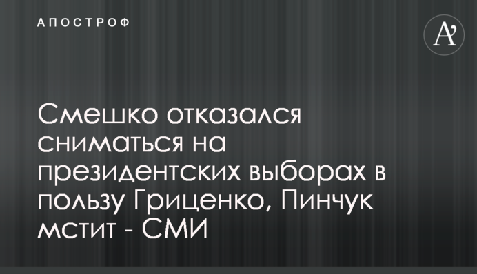 Смешко отказался сниматься на президентских выборах в пользу Гриценко, Пинчук мстит - СМИ